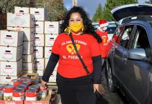 Roxana Pardo Garcia, cofounder of Alimentado el Pueblo, poses for a portrait outside Lake Burien Presbyterian Church, December 14, 2020