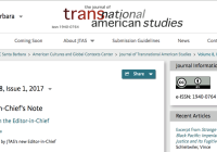 Header for the front page of the current issue of the web-based Journal of Transnational American Studies